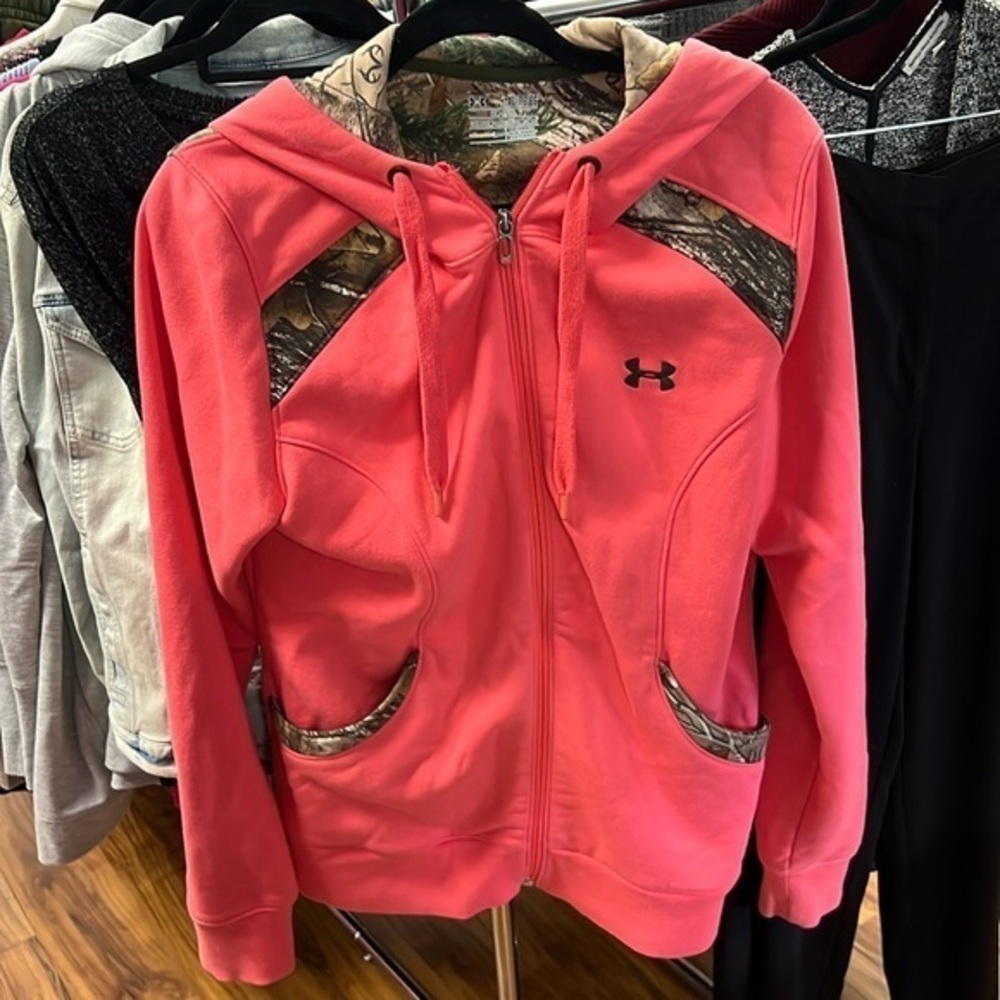 Under Armour Pink Camo-Trim Full-Zip Hoodie